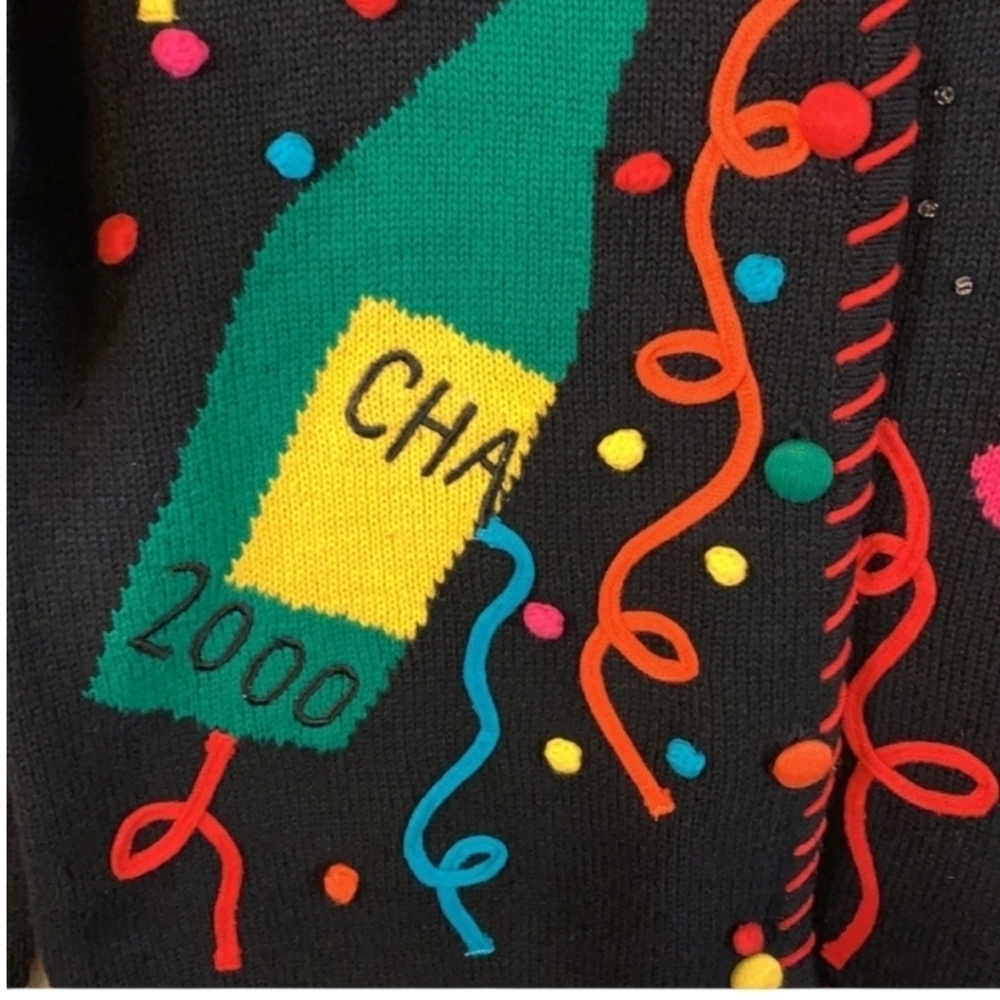 Vtg Marisa Christina Cardigan  Millennium Whimsical New Years 2000   sz S - Picture 3 of 15